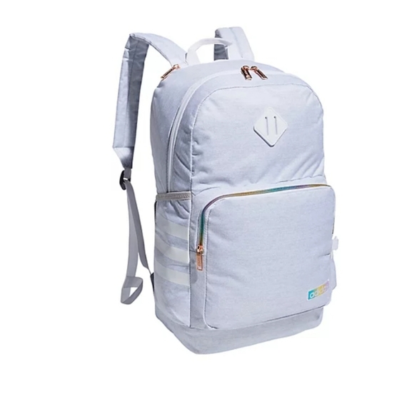 adidas Other - NEW! WOMENS JERSEY WHITE RAINBOW CLASSIC 3 STRIPE BACKPACK NWT